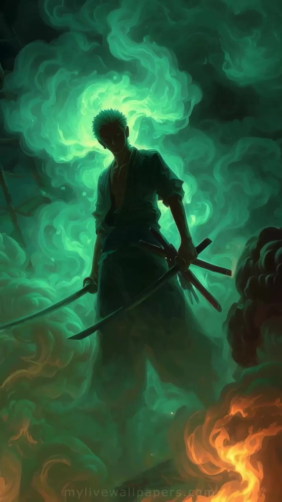 Zoro en el Barco Pirata Llameante