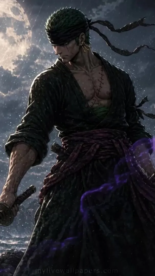 Roronoa Zoro bajo la Luna