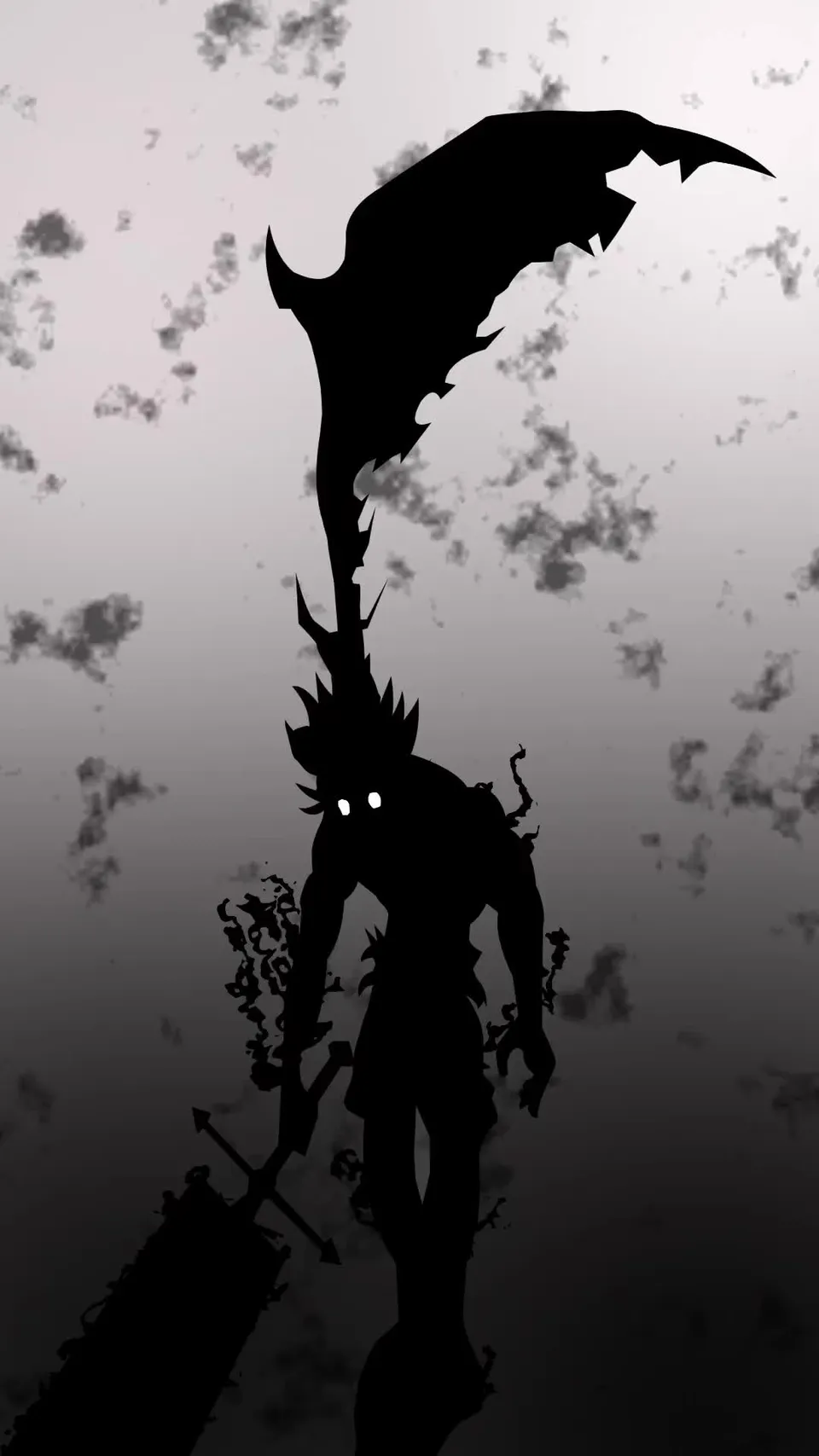 Silueta Demoníaca de Asta en Blanco y Negro