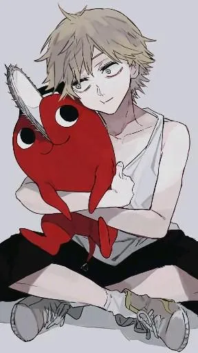Denji abrazando a Pochita